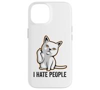 Custodia per iPhone 14 I Hate People Sign,Funny Cat Giving the Finger Flipping Off