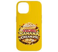 Custodia per iPhone 14 I Love Banana Cream Pie Retro Diner Dessert Topping Cherry