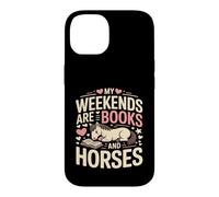 Custodia per iPhone 14 I miei fine settimana sono libri e cavalli carino pony