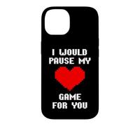 Custodia per iPhone 14 I Would Pause My Game For You Cuore Pixelato Amore Giocatori