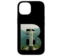 Custodia per iPhone 14 Iconico Brasile Paesaggio Cristo Redentore Lettera B