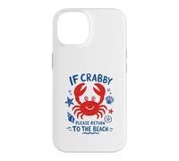Custodia per iPhone 14 If Crabby Please Return to the Beach Arte vintage disegnata a mano