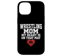 Custodia per iPhone 14 Il mio cuore è su quel tappeto Wrestling Mom Graphic