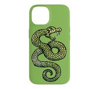 Custodia per iPhone 14 Illustrazione del serpente che colpisce il tatuaggio del serpente che sibila verde