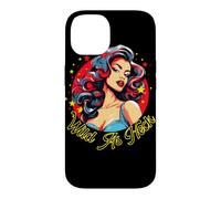 Custodia per iPhone 14 Illustrazione delle stelle della donna pinup retrò selvaggio come diavolo