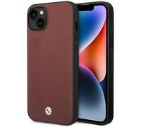 Custodia per iPhone 14 in pelle BMW con motivo a rombi color bordeaux