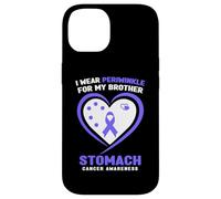 Custodia per iPhone 14 Indosso pervinca per la consapevolezza del cancro allo stomaco di mio fratello