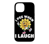 Custodia per iPhone 14 Io pipì quando rido fiore giallo pipì scherzo umorismo