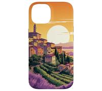 Custodia per iPhone 14 Italiano Estate Tramonto Toscana Villaggio Lofi Paesaggio