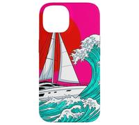 Custodia per iPhone 14 Japanese Wave Sailboat Sailing Boating Club Sailor