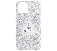 Custodia per iPhone 14 Jesus Is King Cristiano Fede Croce Floreale Preghiera Donne