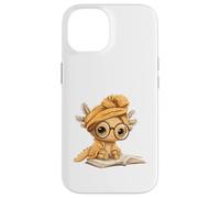 Custodia per iPhone 14 Kawaii Axolotl Student Reading Book Lover Design