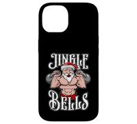 Custodia per iPhone 14 Kettlebell Christmas Jingle Bells Babbo Natale, allenamento di sollevamento in palestra