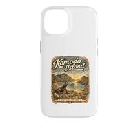 Custodia per iPhone 14 Komodo Dragon Beach Retro Indonesia Viaggio