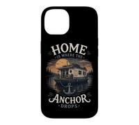 Custodia per iPhone 14 La casa è dove l'ancora cade Houseboat Lake Life