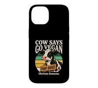 Custodia per iPhone 14 La mucca dice che va vegano a base vegetale ovvi motivi