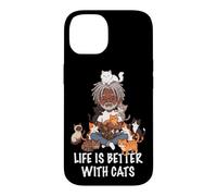 Custodia per iPhone 14 La vita è migliore con Cats Lover Man Boy Cat Dad