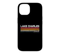 Custodia per iPhone 14 Lake Charles Louisiana, design retrò a righe