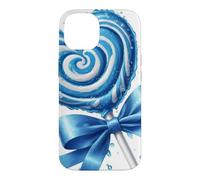 Custodia per iPhone 14 Lecca lecca cuore caramella menta piperita blu