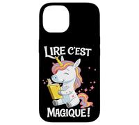 Custodia per iPhone 14 Lire C Est Magique Licorne Lecture Enfants Francais