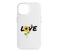 Custodia per iPhone 14 Love Girasole Farfalla - Farfalle Girasoli