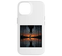 Custodia per iPhone 14 lupo, silhouette, lago, riflessione, su, il, lago