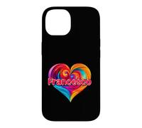 Custodia per iPhone 14 Maglietta con scritta "I Heart Love Francesco", con nome colorato