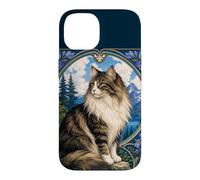 Custodia per iPhone 14 Majestic Longhair Cat Montagna Art Nouveau