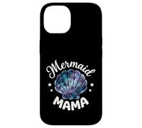 Custodia per iPhone 14 Mama Of The Birthday Sirena Shell Rosa Fiore Corrispondenza