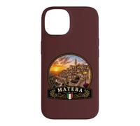 Custodia per iPhone 14 Matera Italia Tramonto Vecchio e Città Mediterraneo Design
