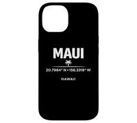 Custodia per iPhone 14 Maui Hawaii Coordinate Tropical Island Travel Design