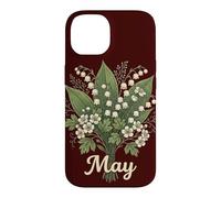 Custodia per iPhone 14 May Birth Flower Lily of the Valley & Hawthorn Birthday