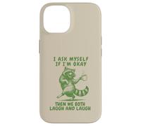 Custodia per iPhone 14 Mi chiedo se sto bene Divertente Raccoon Gag Joke Retro anni '90