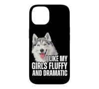 Custodia per iPhone 14 Mi piace il soffice e drammatico cane divertente Siberian Husky delle mie ragazze