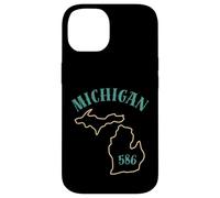 Custodia per iPhone 14 Michigan 586 Codice Area Grafico Stato Profilo Regionale Design