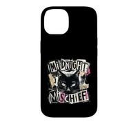 Custodia per iPhone 14 Midnight Mischief Black Cat, design grunge punk