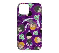 Custodia per iPhone 14 Mob Psycho 100 Repeating Chibi Characters on Purple Anime