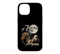 Custodia per iPhone 14 Mucca che ulula alla luna Vintage anni '90 Retro Farm Country