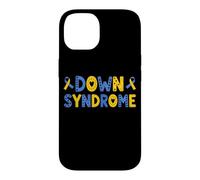 Custodia per iPhone 14 Nastro giallo blu motivazionale per la consapevolezza della sindrome di Down