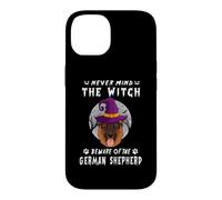 Custodia per iPhone 14 Never Mind The Witch Beware Of German Shepherd Dog Halloween
