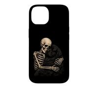 Custodia per iPhone 14 Newfoundland, scheletro, abbraccio, gotico, cane, newfie, Halloween