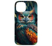 Custodia per iPhone 14 Night Horned Owl Nocturnal Spotted Owls Hoot Barn Bird