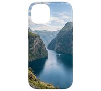 Custodia per iPhone 14 Norvegese Fiordo montagna scogliere acqua paesaggio scenico