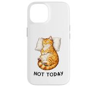 Custodia per iPhone 14 Not Today Lazy Sleeping Orange Cat Meme Funny Morning Mood