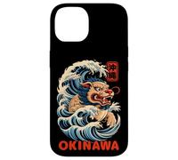 Custodia per iPhone 14 Okinawa Shisa giapponese Kanji Lion Retro Anime Giappone Souvenir