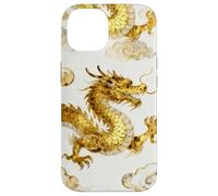 Custodia per iPhone 14 Oro Drago Cinese Modello Cinese Acquarello Asiatico Arte