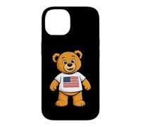 Custodia per iPhone 14 Patriotic Teddy Bear USA Flag Illustration Graphic Cartoon