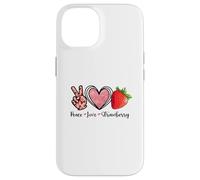 Custodia per iPhone 14 Peace Love Strawberry Shirts Farmer Fragole Amante Frutta