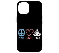 Custodia per iPhone 14 Peace Love Yoga Meditazione Zen Retro Lotus