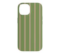Custodia per iPhone 14 Pink and Olive Green Stripes Thin Vertical Lines Pattern